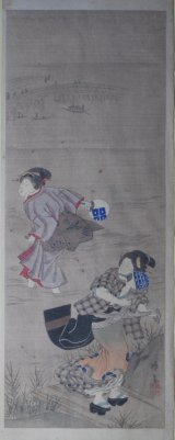 画像: （木版画）　蹄斎北馬画「蛍狩り美人図」　蹄斎北馬　画