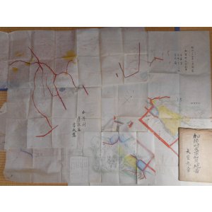 画像: （肉筆彩色地図）　山形県加茂町地図　大字加茂、岩倉、坂ノ下、大崩　計4枚　明治27年1月写　大屋元章