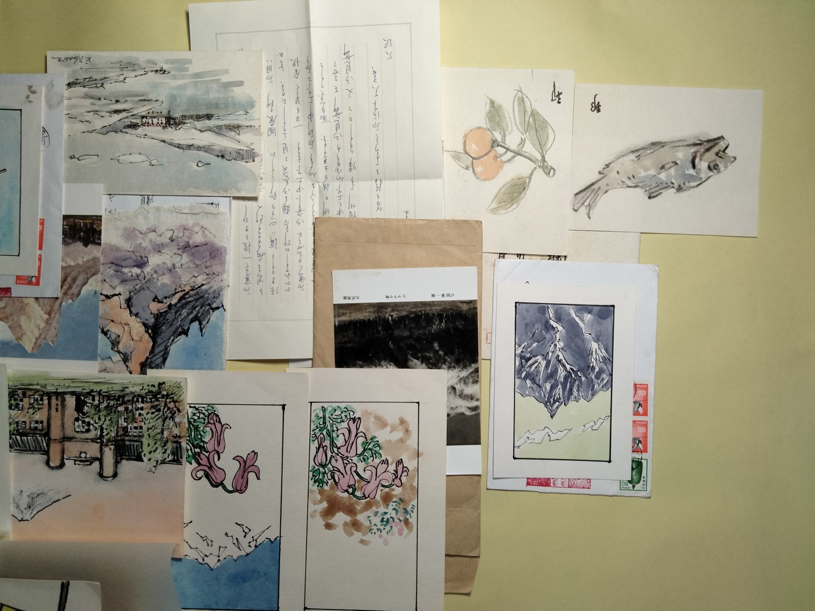 画像2: 大沢邦雄画稿12枚＋絵葉書2枚＋書簡3通　大沢邦雄