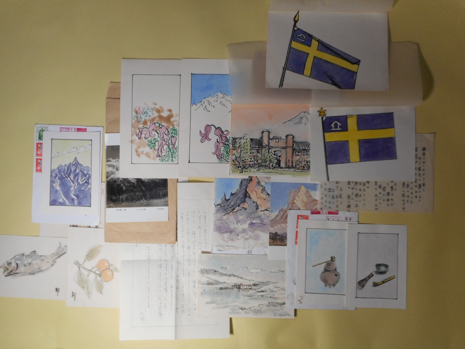 画像1: 大沢邦雄画稿12枚＋絵葉書2枚＋書簡3通　大沢邦雄